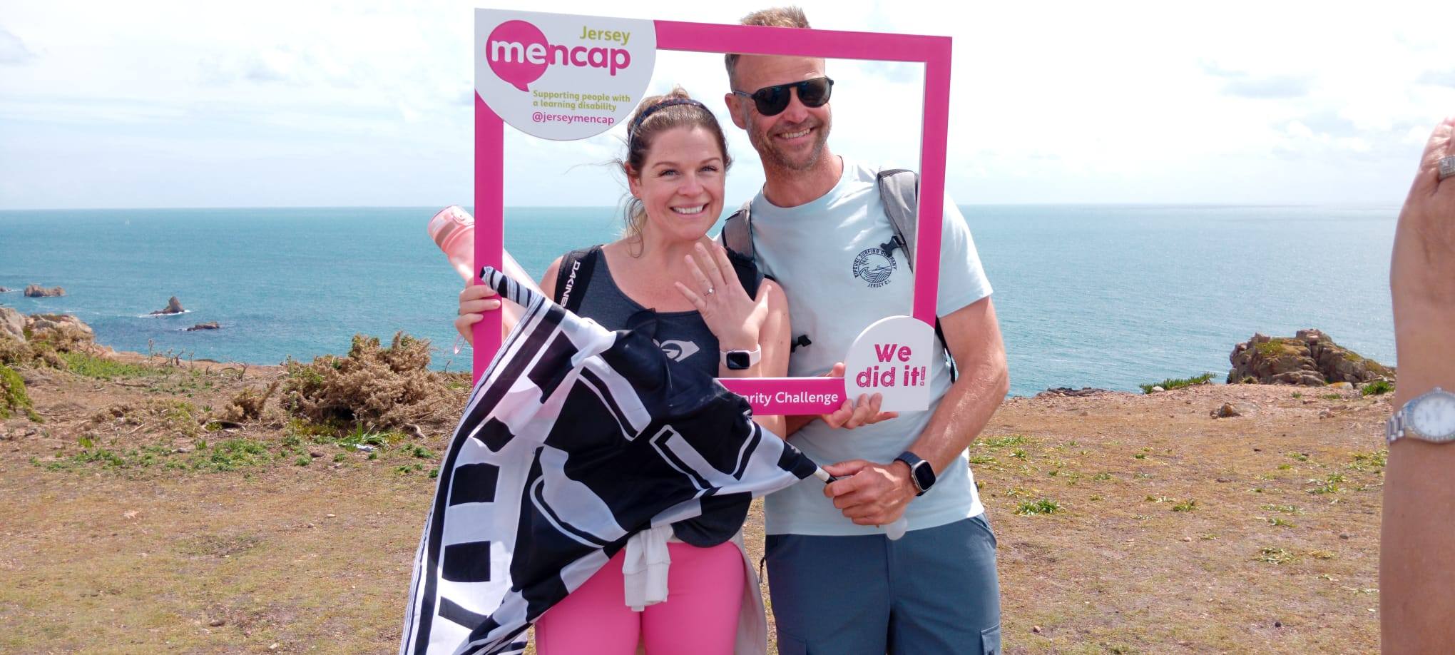 The happy couple after their on-course proposal — South Coast Challenge 2026